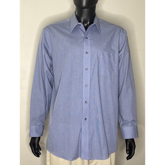 Stafford Other - Stafford Wrinkle-Free Men's Dress Shirt Blue Broadcloth 17 34/35 Regular Fit